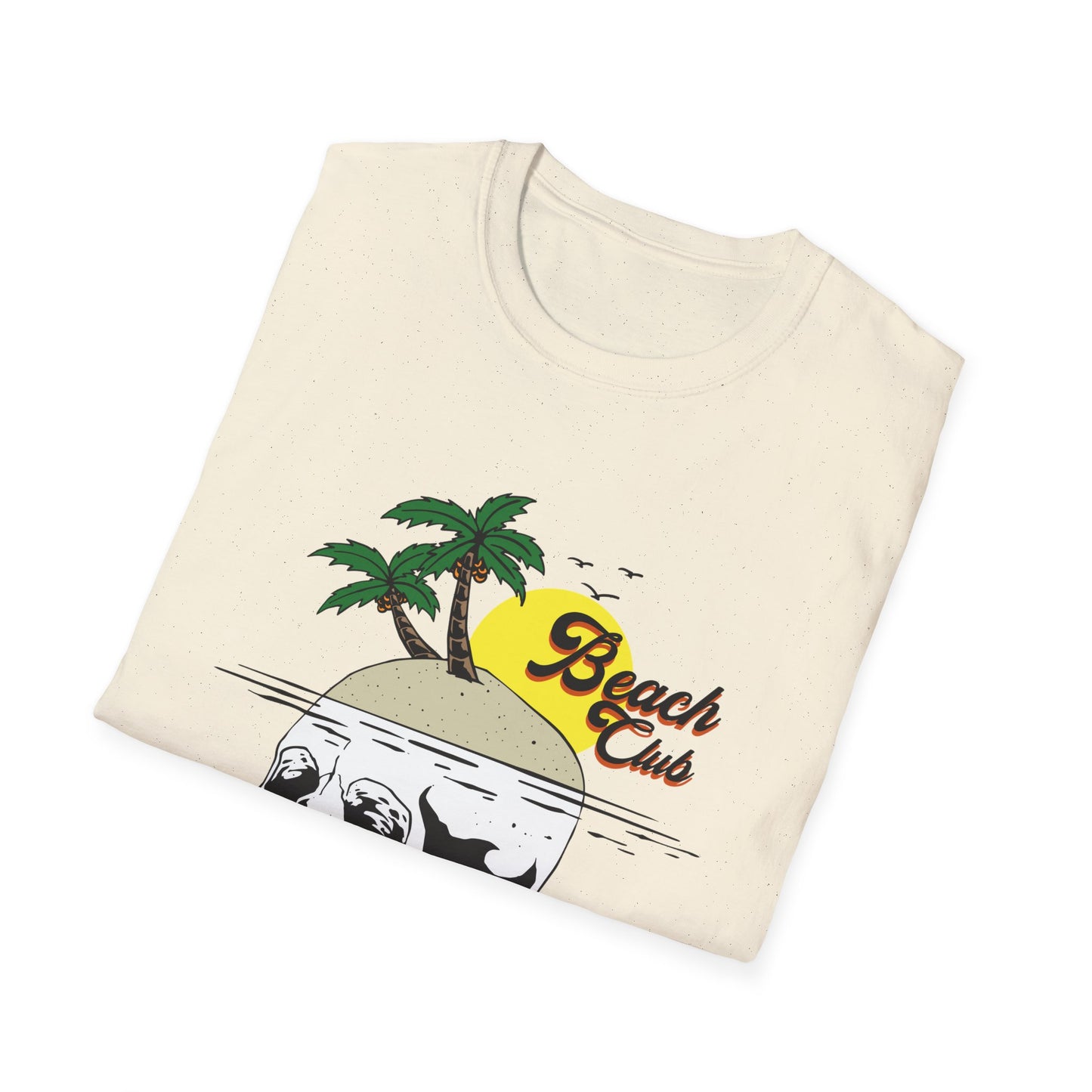 Skull Island Beach Club T-Shirt | Unique Tropical Retro Summer Vacation Tee | Edgy Palm Tree Sunset Graphic
