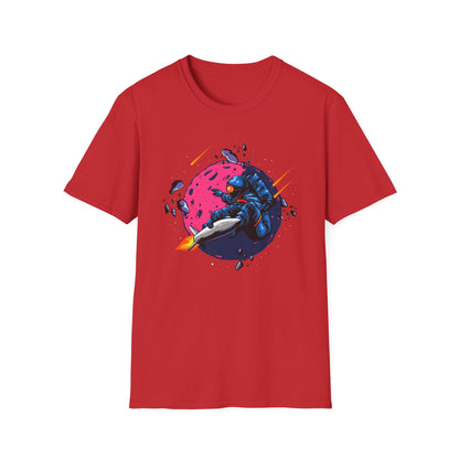 Epic Space Surfer Astronaut T-Shirt | Thrilling Galactic Rocket Ride Design Tee for Sci-Fi & Adventure Fans