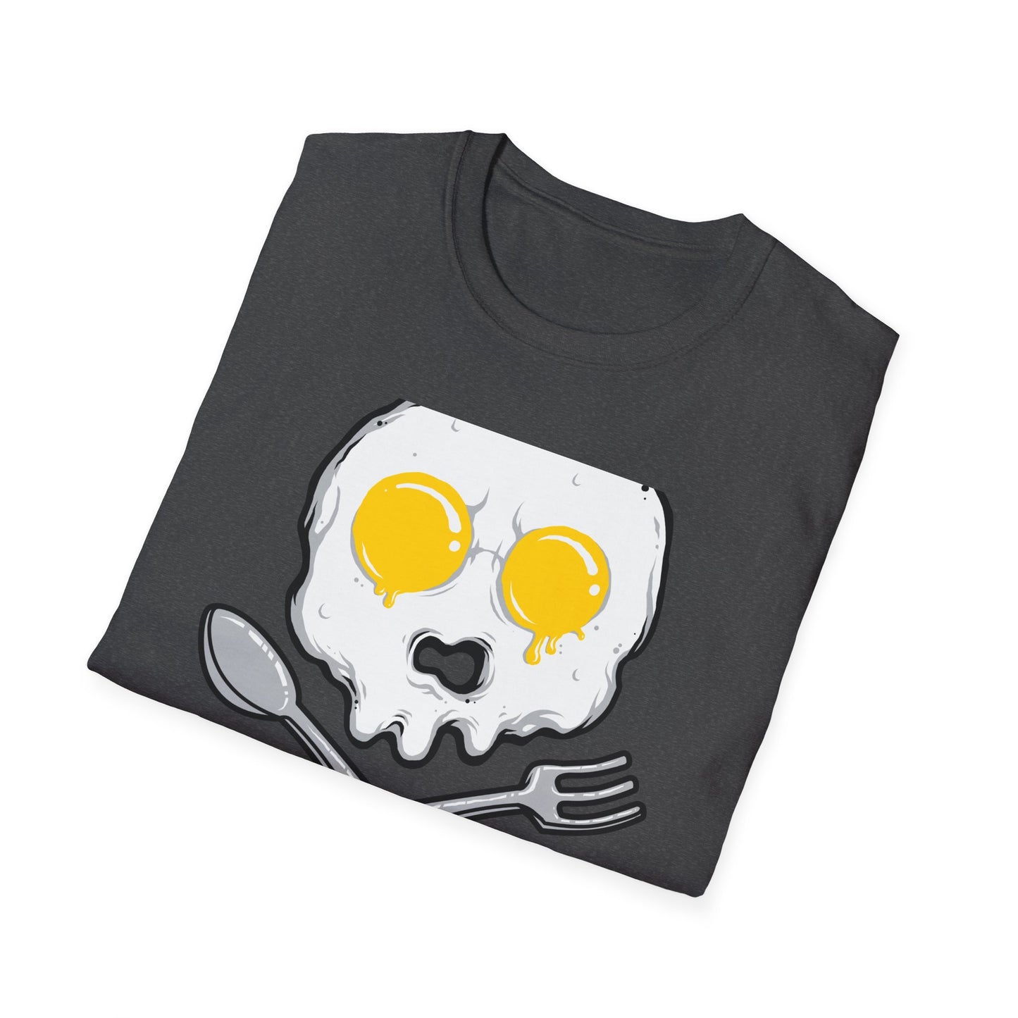 Epic Fried Egg Skull & Cross Utensils T-Shirt | Breakfast Lover & Chef Foodie Graphic Tee