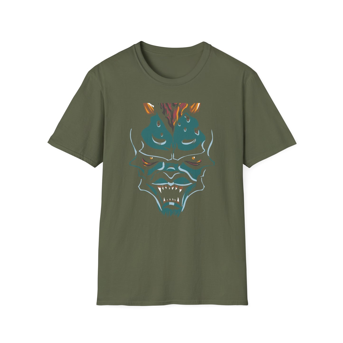 Unleashed Fiery Demon T-Shirt: Epic Monster Face Graphic Tee for Goth, Fantasy & Edgy Style Lovers | Bold & Unique