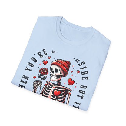 Awesome 'Dead Inside' Skeleton Valentine's T-Shirt | Unique Sarcastic Anti-Love Tee Gift for Emo & Goth Souls