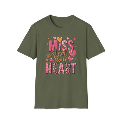 Miss Steal Your Heart T-Shirt | Adorable Valentine's Day Love Tee | Pink Leopard Print & Cupid's Arrow Shirt