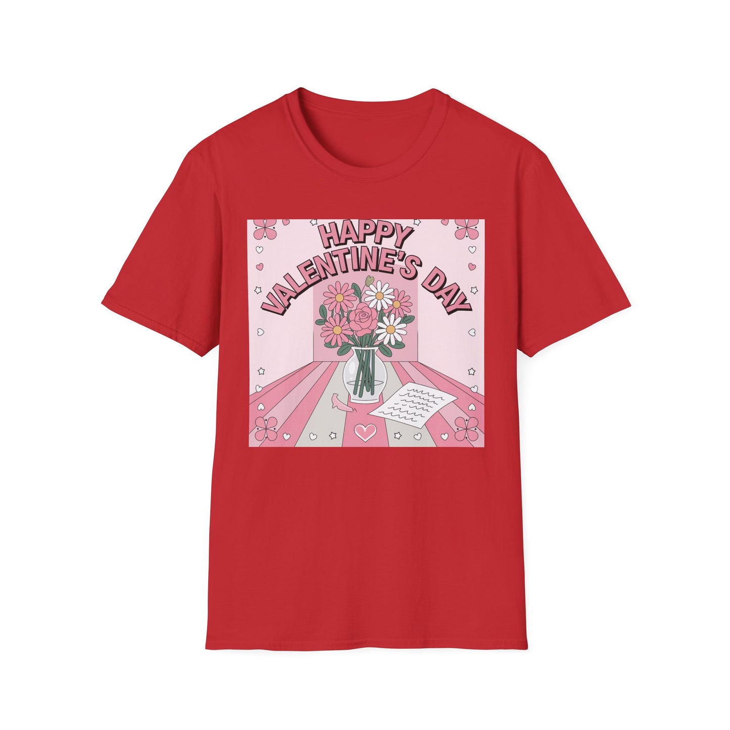 Groovy Valentine's Day Flowers T-Shirt | Charming Retro Love Bouquet Graphic Tee | Sweet Heart & Letter Gift for Her