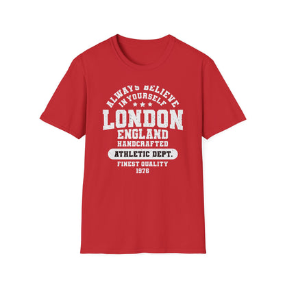 Vintage London Athletic Dept. T-Shirt | Believe In Yourself England Tee | Premium Quality Sportswear & Inspirational Style