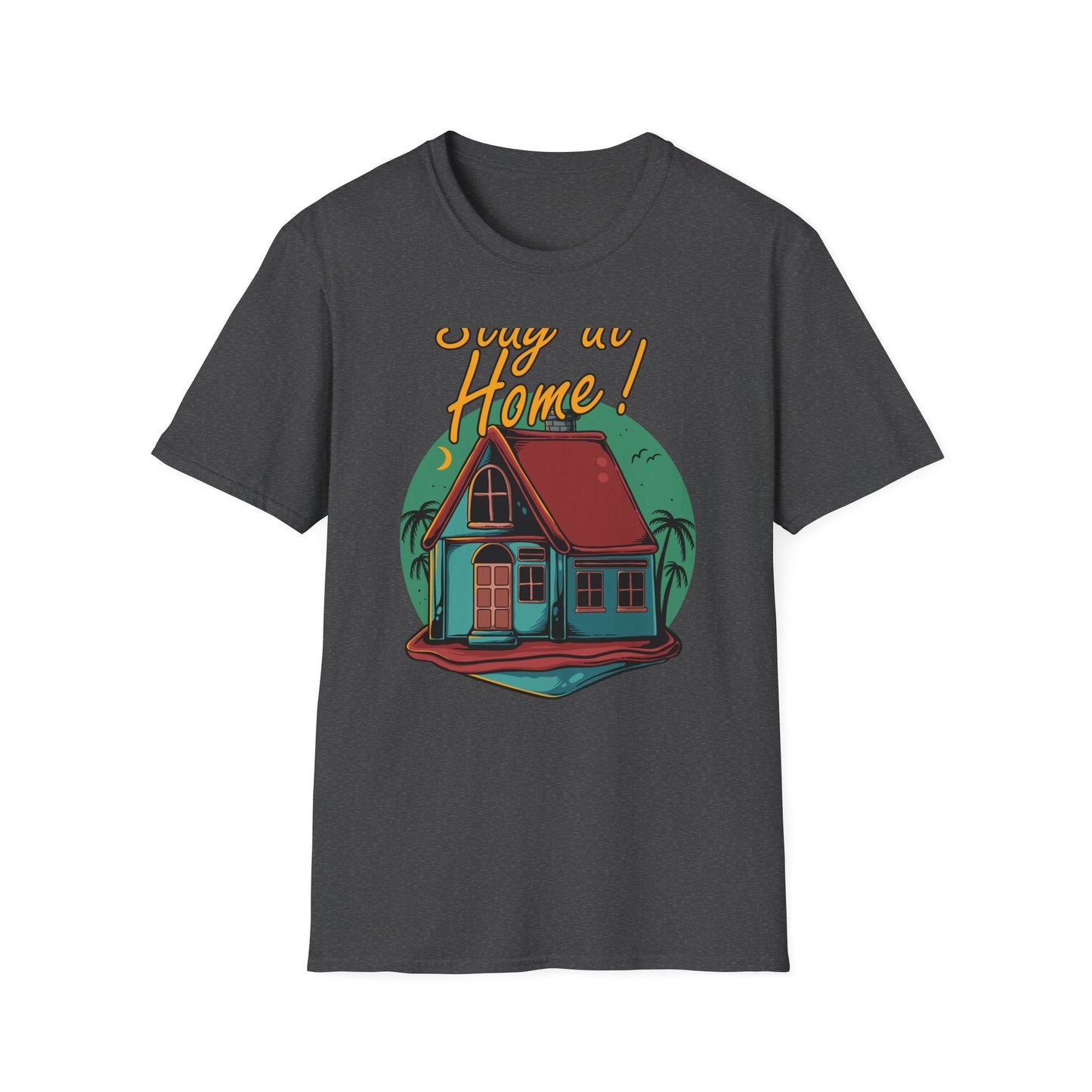 Cozy Stay at Home T-Shirt for Homebodies | Charming House & Palm Tree Design Tee | Ultimate Comfort Wear