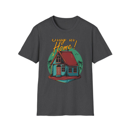 Cozy Stay at Home T-Shirt for Homebodies | Charming House & Palm Tree Design Tee | Ultimate Comfort Wear