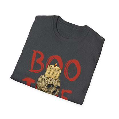 Spooky 'Boo Time' Skull Candle Halloween T-Shirt | Hauntingly Cool Graphic Tee for Men & Women | Unique Gothic Fall Apparel