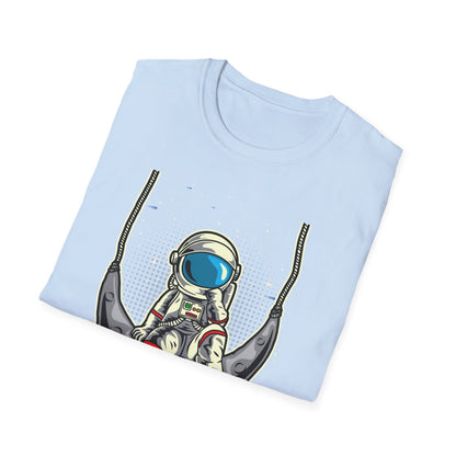 Cosmic Dreamer Astronaut Moon Swing T-Shirt | Unique Space Explorer Tee for Stargazers & Sci-Fi Fans