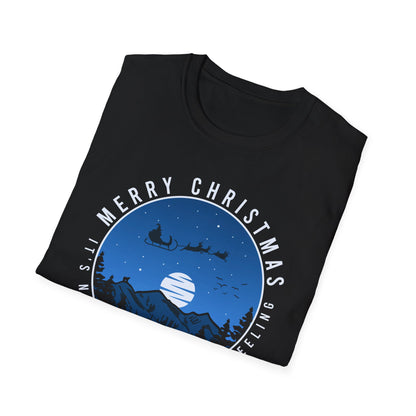 Magical Christmas Night T-Shirt with Santa, Reindeer & Deer Silhouette | Enchanting Holiday Winter Feeling Tee | Festive Apparel Gift