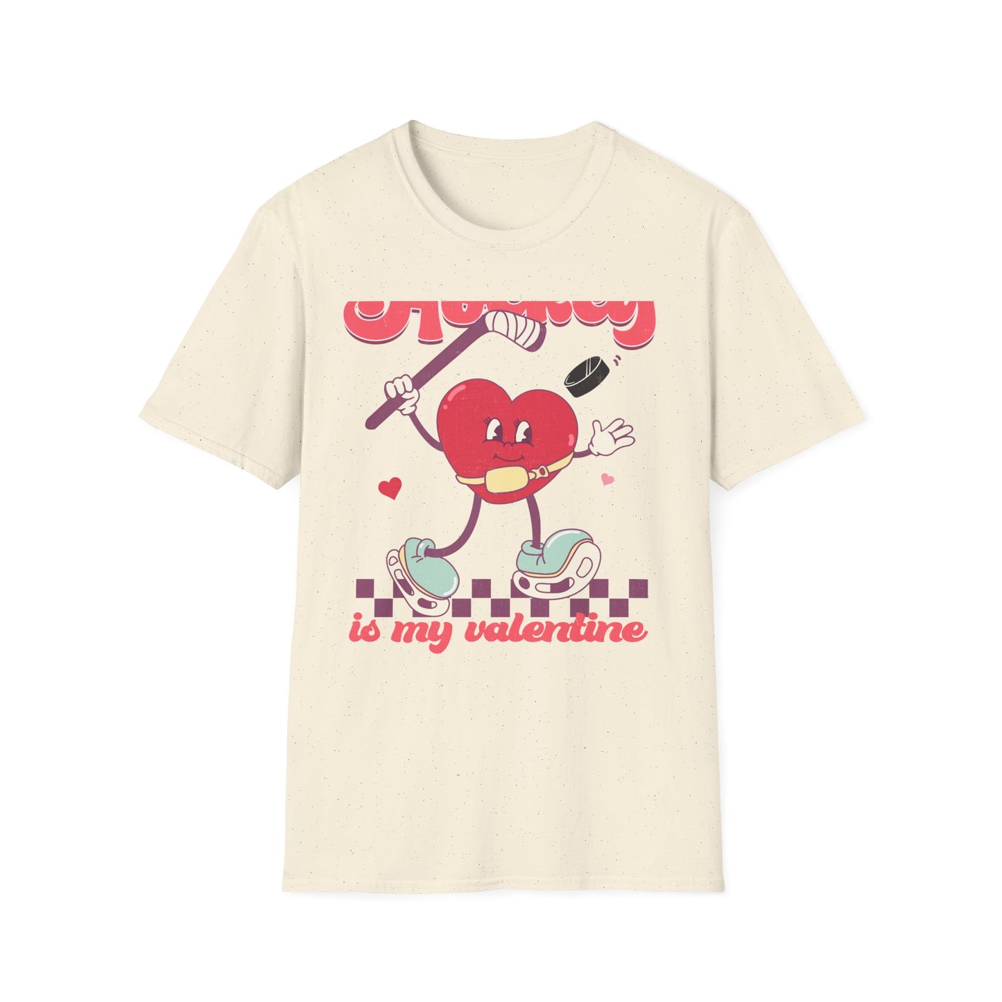 Groovy "Hockey Is My Valentine" T-Shirt | Retro Heart Hockey Lover Tee | Vintage Valentine's Day Sports Fan Gift