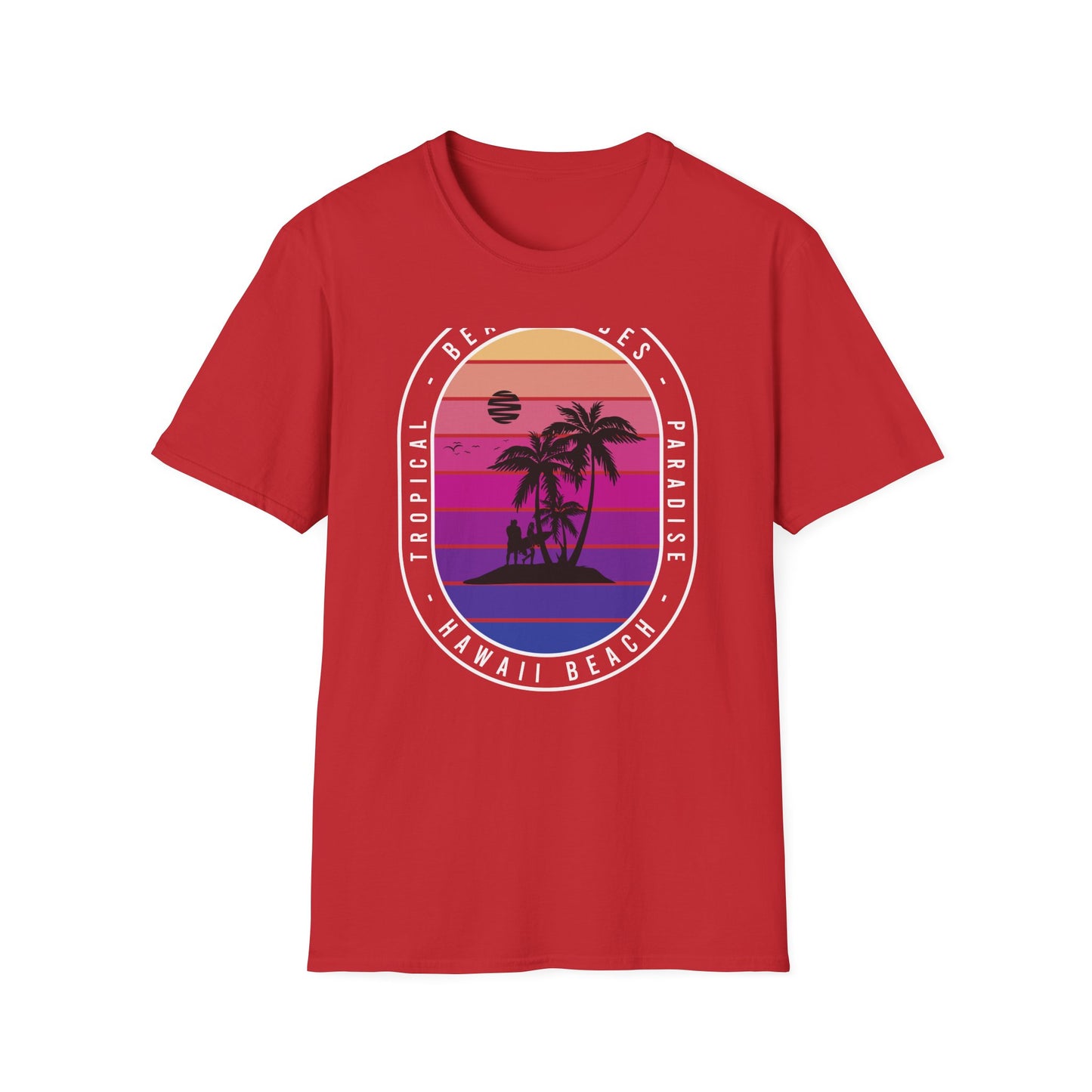 Epic Retro Sunset Hawaii Beach Vibes T-Shirt | Surfer Tropical Paradise Vacation Tee | Island Palm Tree Design Gift