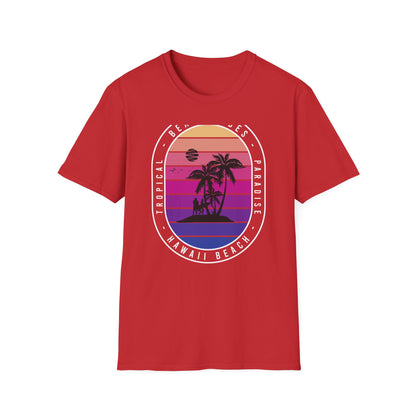 Epic Retro Sunset Hawaii Beach Vibes T-Shirt | Surfer Tropical Paradise Vacation Tee | Island Palm Tree Design Gift