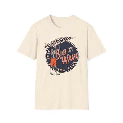 Epic California Big Wave Surfing Club T-Shirt - Vintage Skeleton Surfer Tee for Beach Lovers & Retro Style Fans