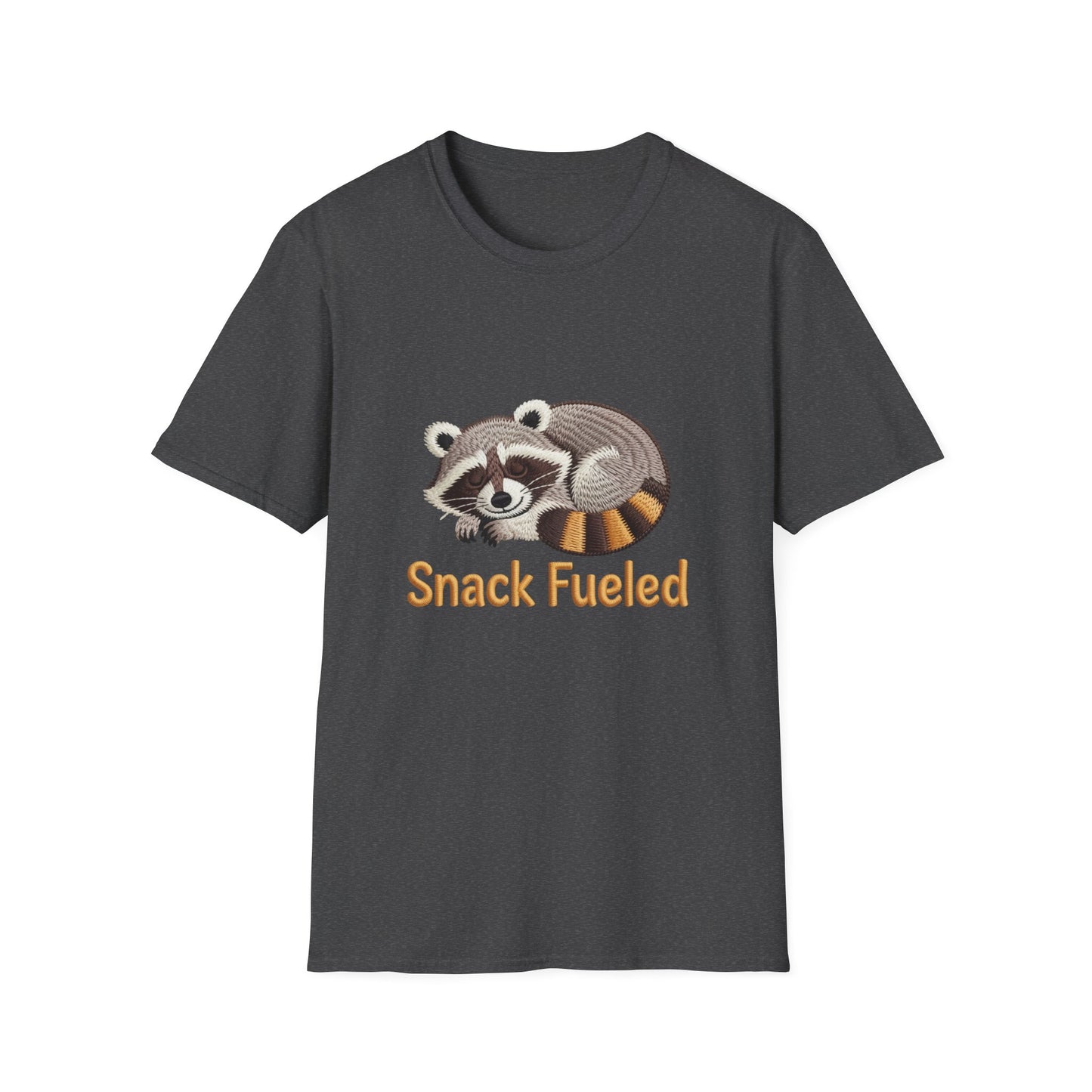 Adorable "Snack Fueled" Sleeping Raccoon T-Shirt | Cozy Animal Lover Tee - Perfect Funny Gift for Foodies & Nappers!