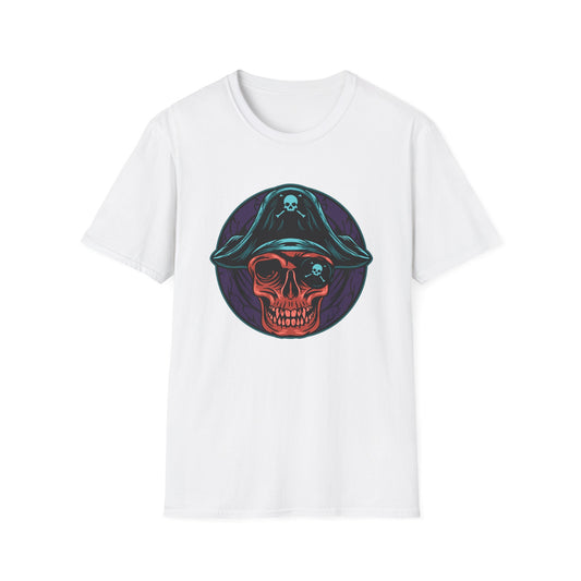 Epic Pirate Skull T-Shirt | Bold Tricorn Hat & Eye Patch Graphic Tee | Unique Adventure Apparel for Pirate Fans