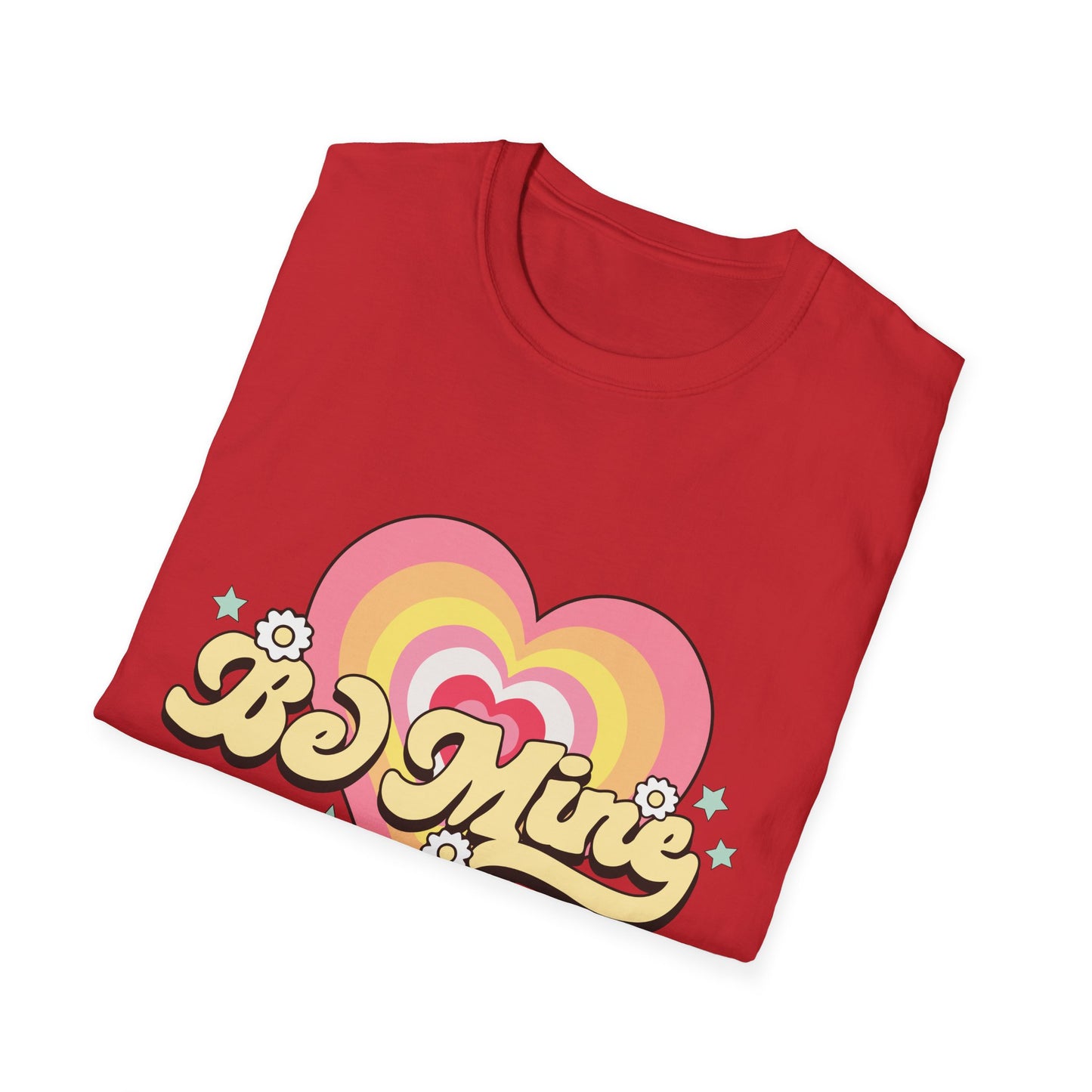 Groovy Be Mine Heart T-Shirt | Retro Pastel Valentine's Day Love Tee for Her | Adorable & Sweet Gift