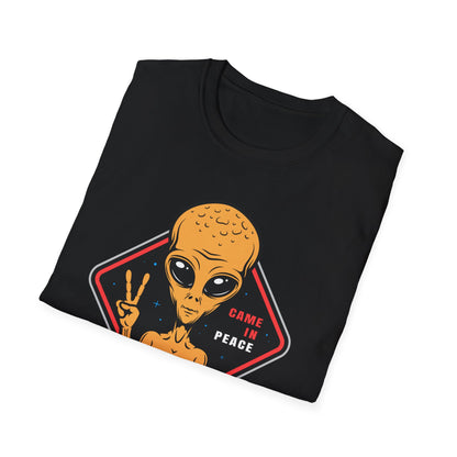 Epic Alien Came In Peace T-Shirt - Cool Sci-Fi UFO Tee with Peace Sign - Vintage Extraterrestrial Graphic Top for Fans!