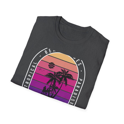 Epic Retro Sunset Hawaii Beach Vibes T-Shirt | Surfer Tropical Paradise Vacation Tee | Island Palm Tree Design Gift