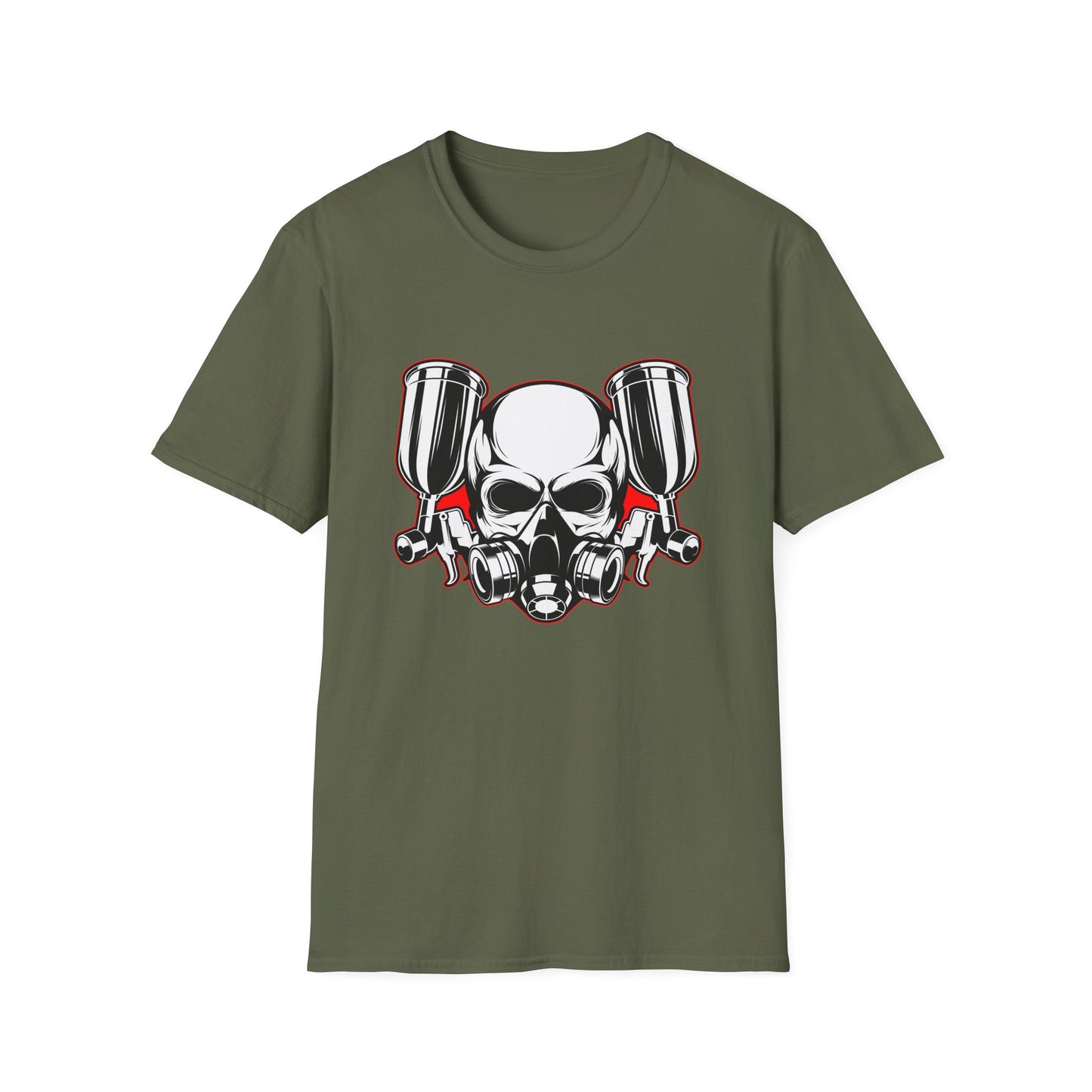 Bold Skull Gas Mask Spray Paint T-Shirt | Ultimate Airbrush Artist & Car Mechanic Gear Tee