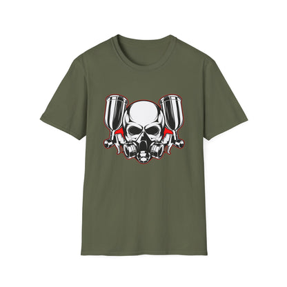 Bold Skull Gas Mask Spray Paint T-Shirt | Ultimate Airbrush Artist & Car Mechanic Gear Tee
