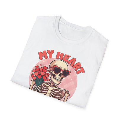 Adorably Spooky 'My Heart For You' Skeleton T-Shirt - Unique Valentine's Day & Romantic Gift Apparel for Couples