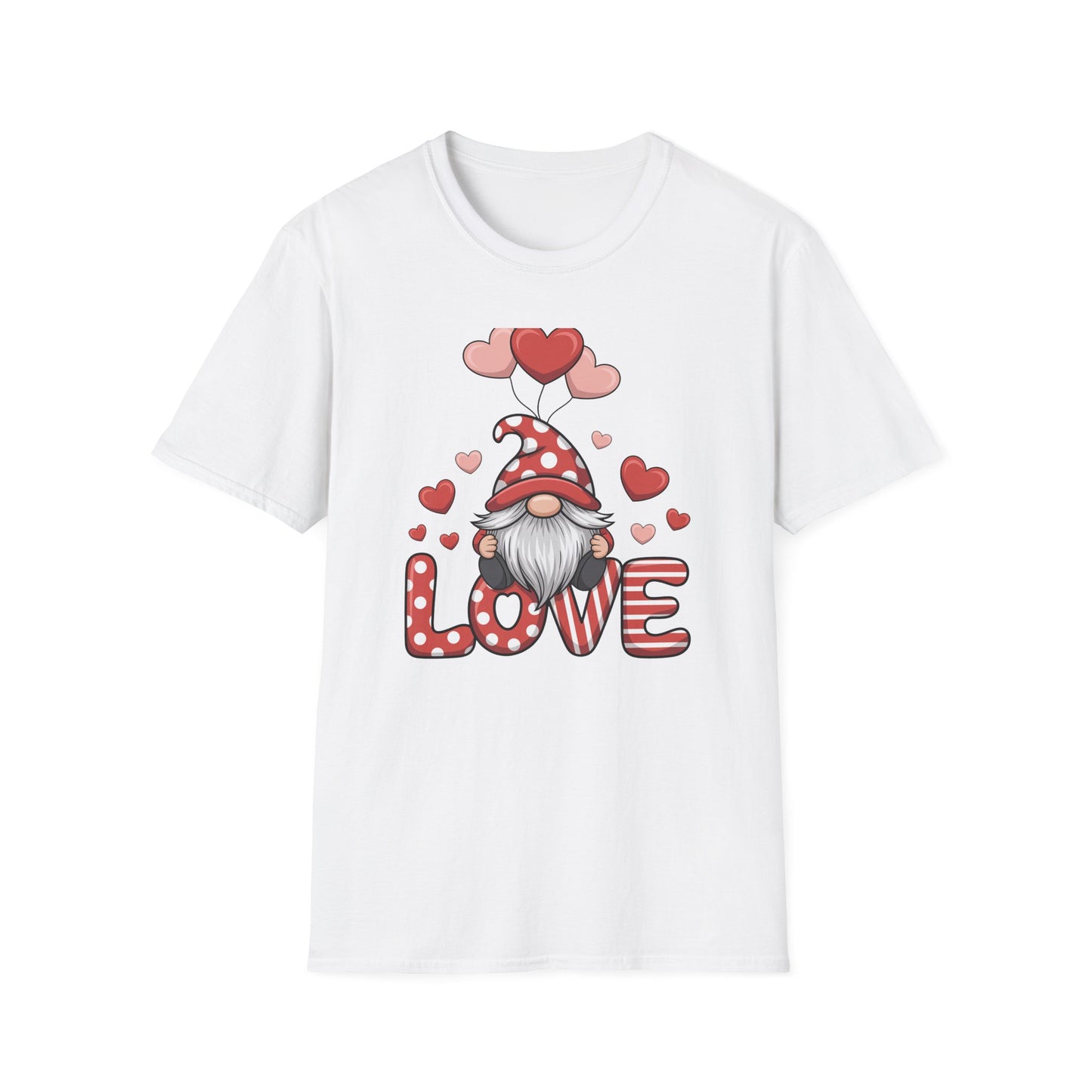 Charming Valentine Gnome Love T-Shirt | Cute Heart Design & Polka Dot Hat | Sweet Holiday Gift for Her