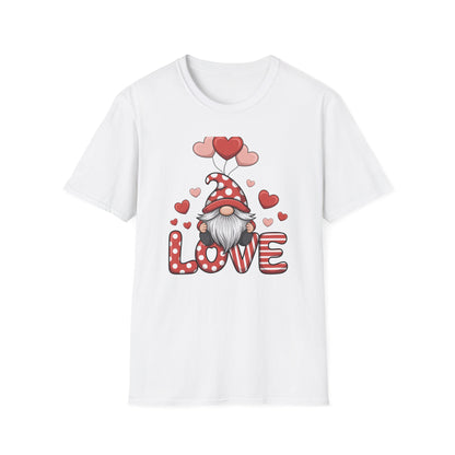Charming Valentine Gnome Love T-Shirt | Cute Heart Design & Polka Dot Hat | Sweet Holiday Gift for Her