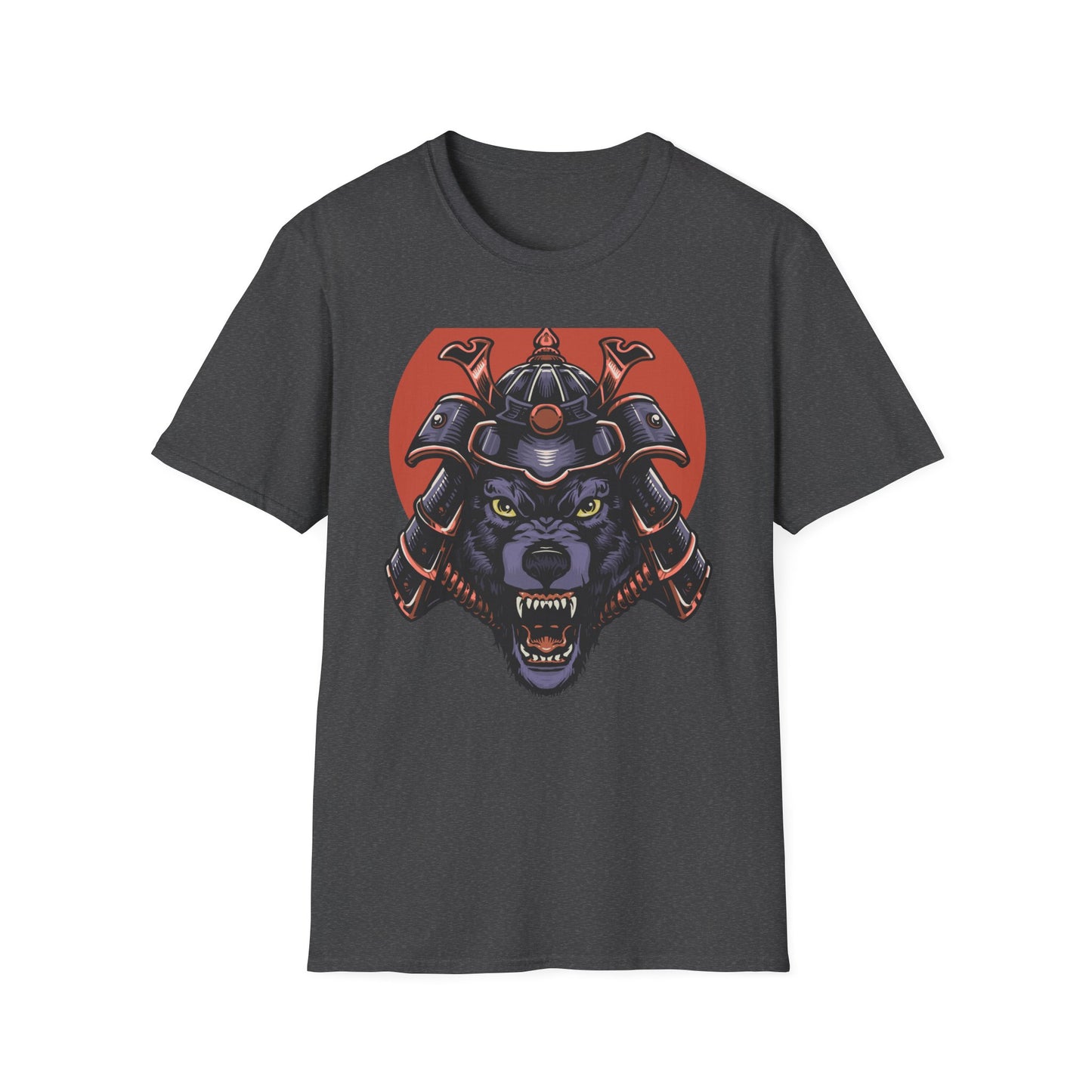 Dominant Samurai Wolf T-Shirt | Fierce Japanese Warrior Beast Kabuto Design | Men's Unique Graphic Tee