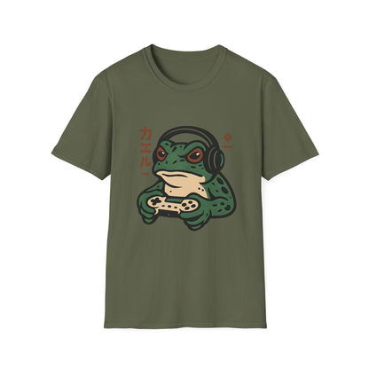Dark Gamer Frog Headphones Graphic T-Shirt