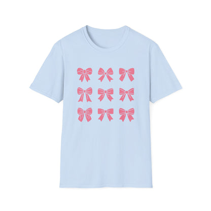 Charming Pink Bows T-Shirt | Adorable Coquette Aesthetic Tee for Women & Girls | Sweet Girly Fashion Top Gift