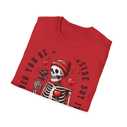Awesome 'Dead Inside' Skeleton Valentine's T-Shirt | Unique Sarcastic Anti-Love Tee Gift for Emo & Goth Souls