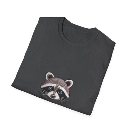 Hilarious Raccoon "Always Thinking About Snacks" Embroidered T-Shirt | Adorable Animal Lover Gift Tee