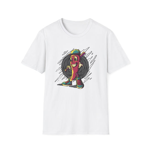 Epic Chili Pepper Baseball Player T-Shirt - Vibrant Cartoon Hot Pepper Tee for Sports Fans | Unique Game Day Apparel