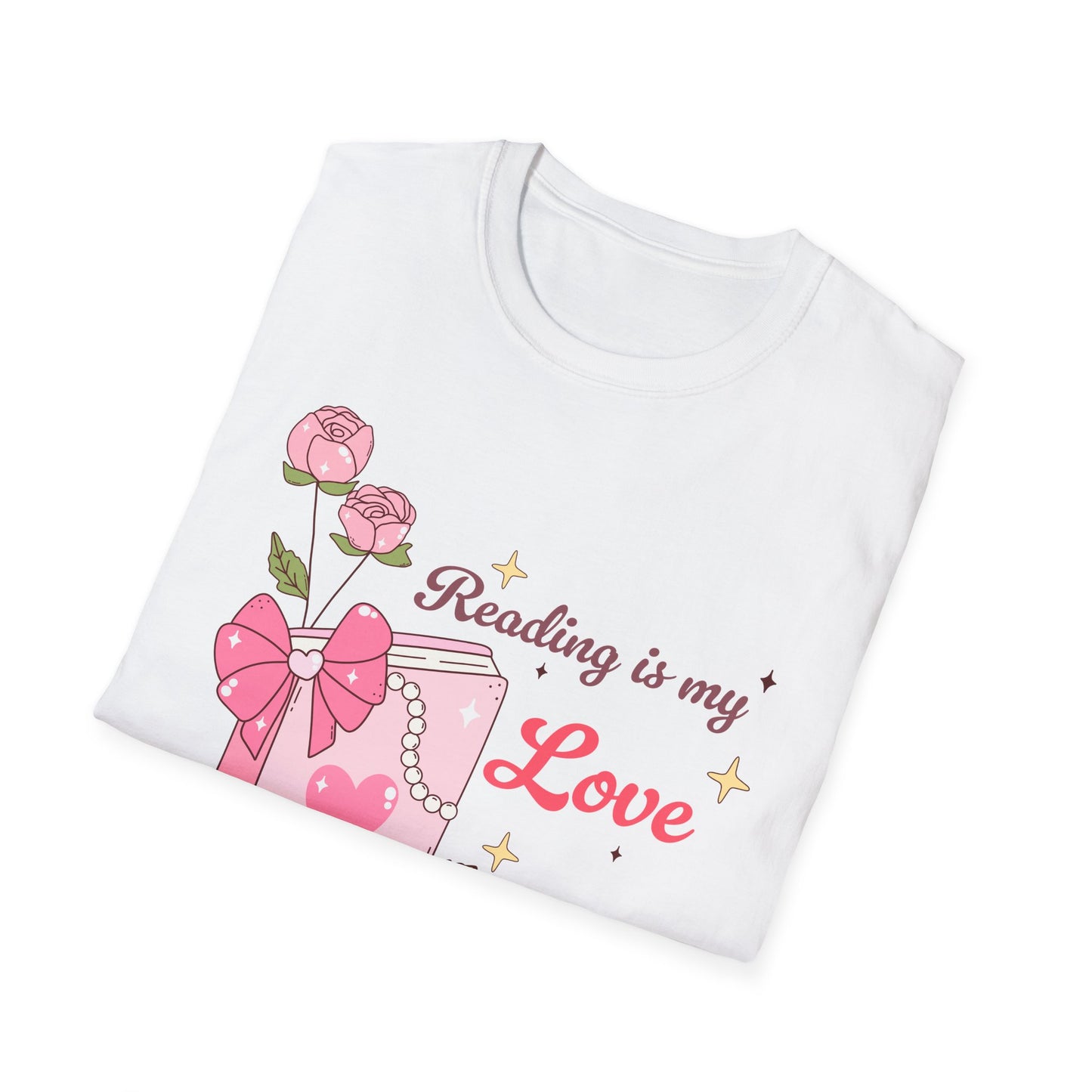 Enchanting "Reading is my Love" T-Shirt for Bookworms | Cute Pink Book & Roses Tee | Ultimate Gift for Avid Readers