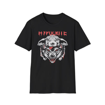 Bold Hypocrite T-Shirt: Fierce Wolf in Sheep's Clothing Design | Unapologetic Edgy Statement Graphic Tee