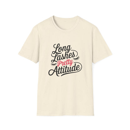 Stunning 'Pretty' Pink Script T-Shirt with Elegant Lashes | Chic Women's Glamour & Beauty Tee | Vibrant Fashion Statement