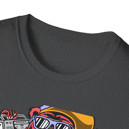 Rad Hip Hop Bear Boombox T-Shirt - Retro Street Style Graphic Tee for Music Lovers & 90s Fans