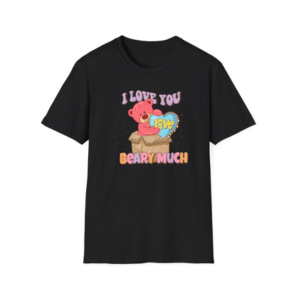 Expressive 'I Love You Beary Much' Teddy Bear T-Shirt - Adorable Love Heart Pun Tee - Sweet Valentine's Day & Anniversary Gift