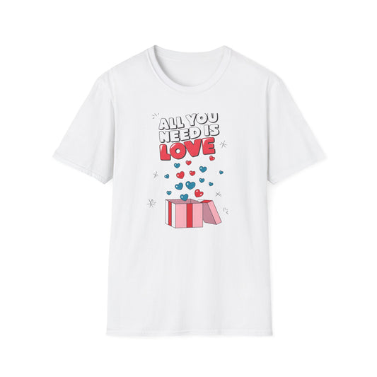 Cute All You Need Is Love T-Shirt | Sweet Heart Gift Box Tee | Romantic Valentine's Day Outfit | Adorable Love Statement Top