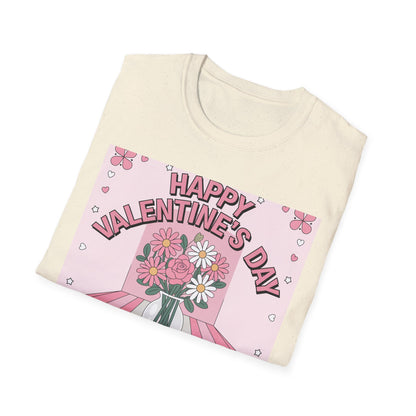 Groovy Valentine's Day Flowers T-Shirt | Charming Retro Love Bouquet Graphic Tee | Sweet Heart & Letter Gift for Her