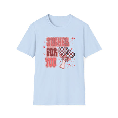 Sweet Sucker For You T-Shirt | Retro Checkered Heart Lollipops | Valentine's Day Love Gift | Adorable & Trendy Romantic Tee