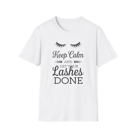 Keep Calm & Get Your Lashes Done T-Shirt | Chic Beauty Lover & Lash Tech Gift Tee | Fun, Trendy Lashes Top