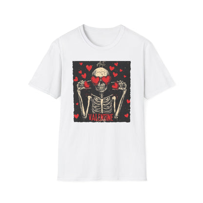 Anti Valentine Club Skeleton T-Shirt - Edgy Skull with Heart Sunglasses & Dripping Hearts | Grunge Anti-Love Tee