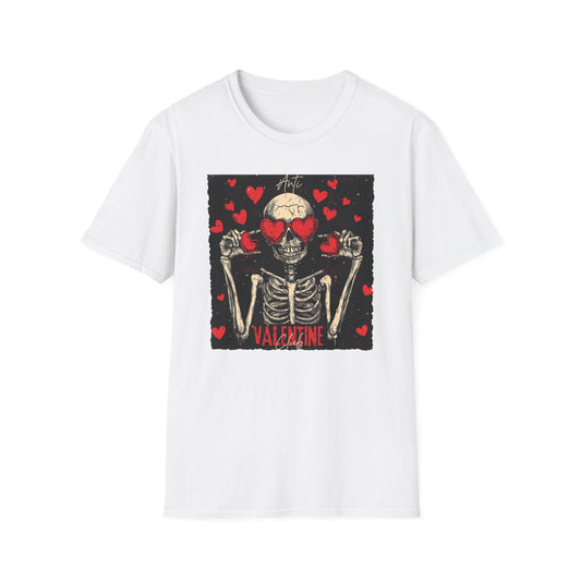 Anti Valentine Club Skeleton T-Shirt - Edgy Skull with Heart Sunglasses & Dripping Hearts | Grunge Anti-Love Tee