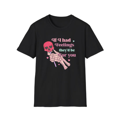 Edgy Romantic Skull T-Shirt | "If I Had Feelings They'd Be For You" Pastel Goth Love Tee | Unique Valentine's Gift