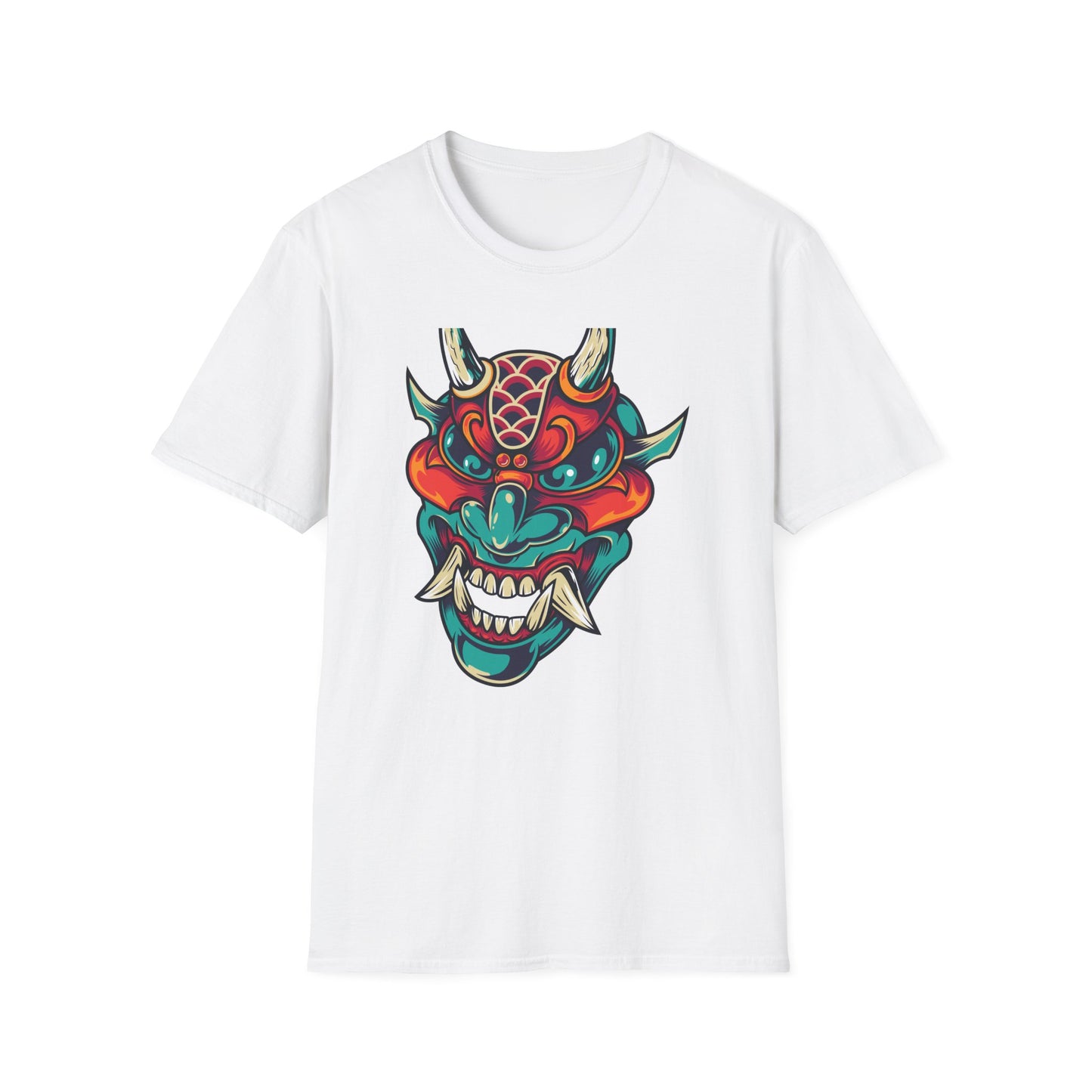 Epic Vibrant Japanese Oni Demon Mask T-Shirt | Mystical Hannya Culture Tee | Bold Streetwear Graphic Art