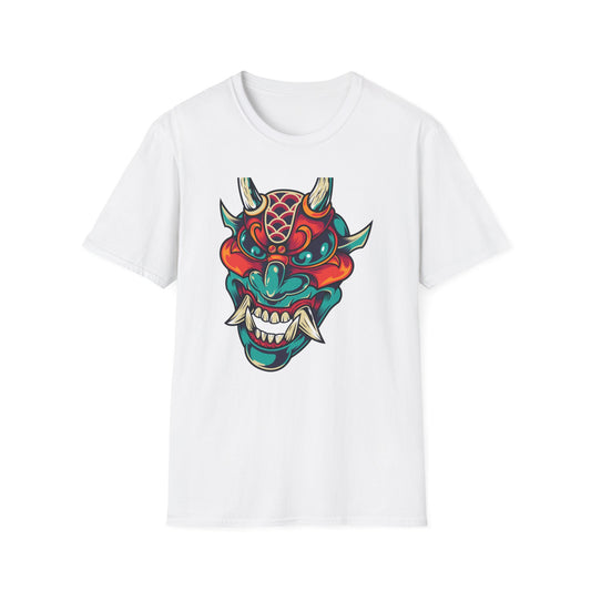 Epic Vibrant Japanese Oni Demon Mask T-Shirt | Mystical Hannya Culture Tee | Bold Streetwear Graphic Art