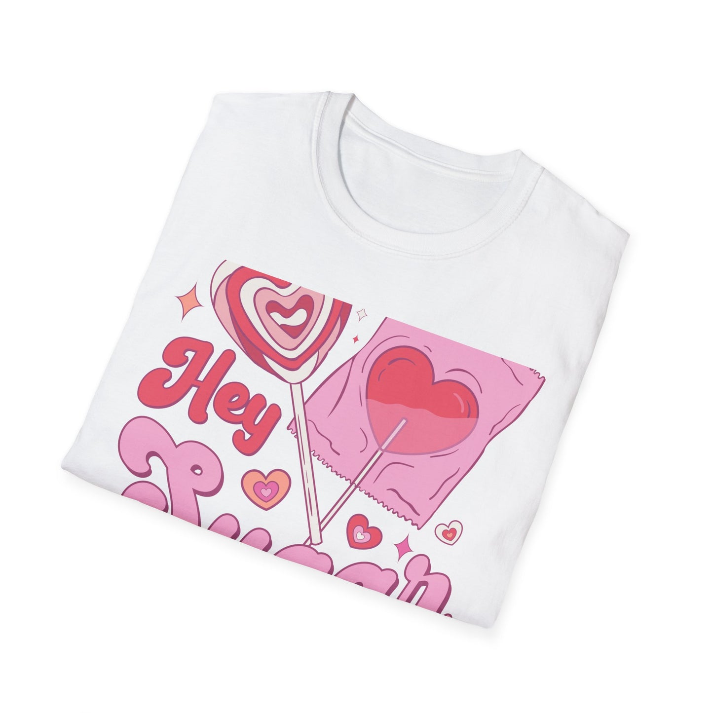 Hey Sugar Retro T-Shirt | Sweet Heart Lollipop & Candy Tee | Valentine's Day Love Gift | Cute Groovy Pink Design for Her