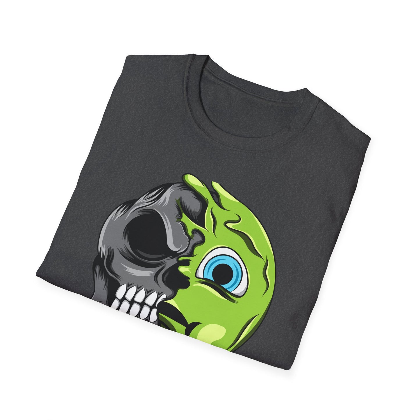 Epic Melting Skull & Slime T-Shirt - Vibrant Half-Skull Gooey Monster Graphic Tee for Edgy & Alternative Style