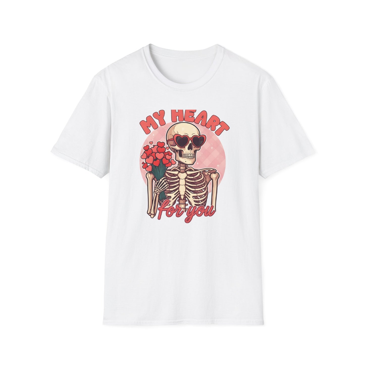 Adorably Spooky 'My Heart For You' Skeleton T-Shirt - Unique Valentine's Day & Romantic Gift Apparel for Couples